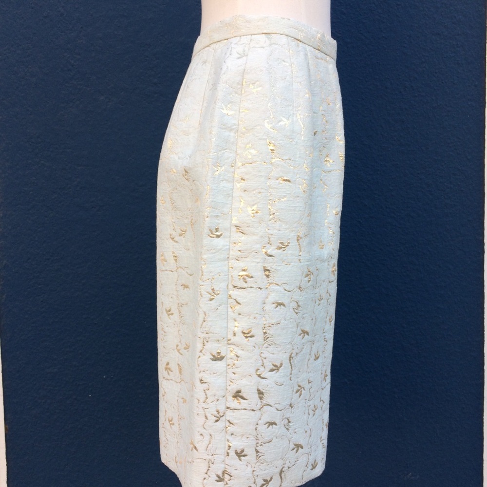 VTG Mary McFadden Lurex Leaf Pencil Skirt S - Picture 4 of 12